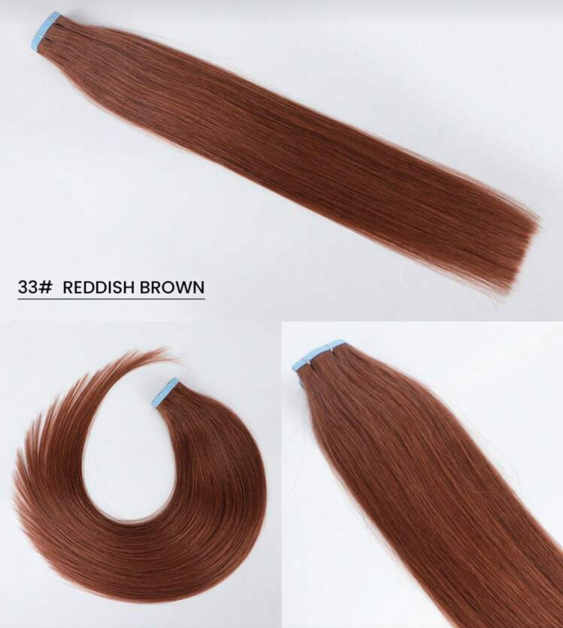 Reddish Brown Tape in Remy Human Hair Extensions Real Remy Human Hair Black 20 Pcs/Pack In Natural Human Hair