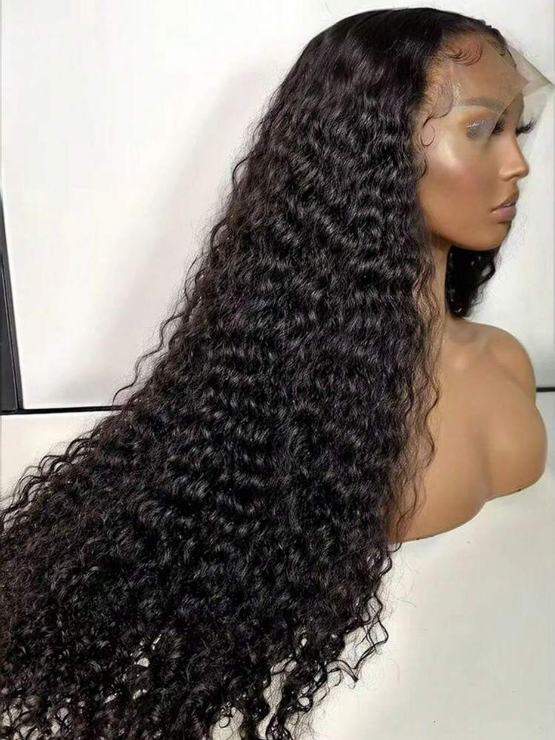 Kinkly Curly 13x4 Lace Front Wigs Human Hair Curly Wave 180% Density 13x4 Human Hair Lace Front Wig Deep Curly Wigs Human Hair Natural Black