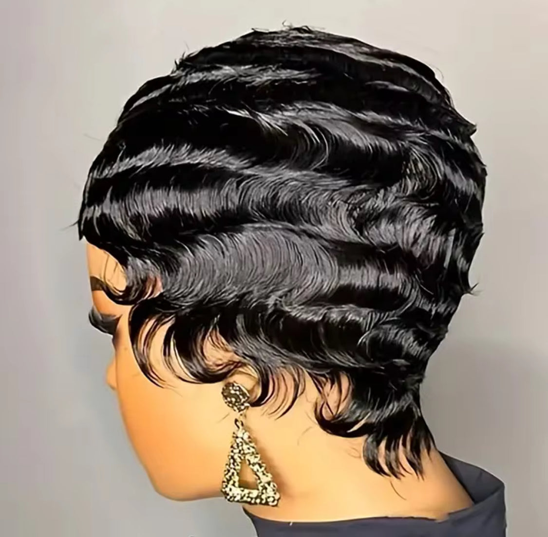 4 Zoll Kurze Fingerwelle Perücke Echthaar Perücke Kurze Ozeanwelle Perücke Pixie Cut Perücken Natürliche Farbe