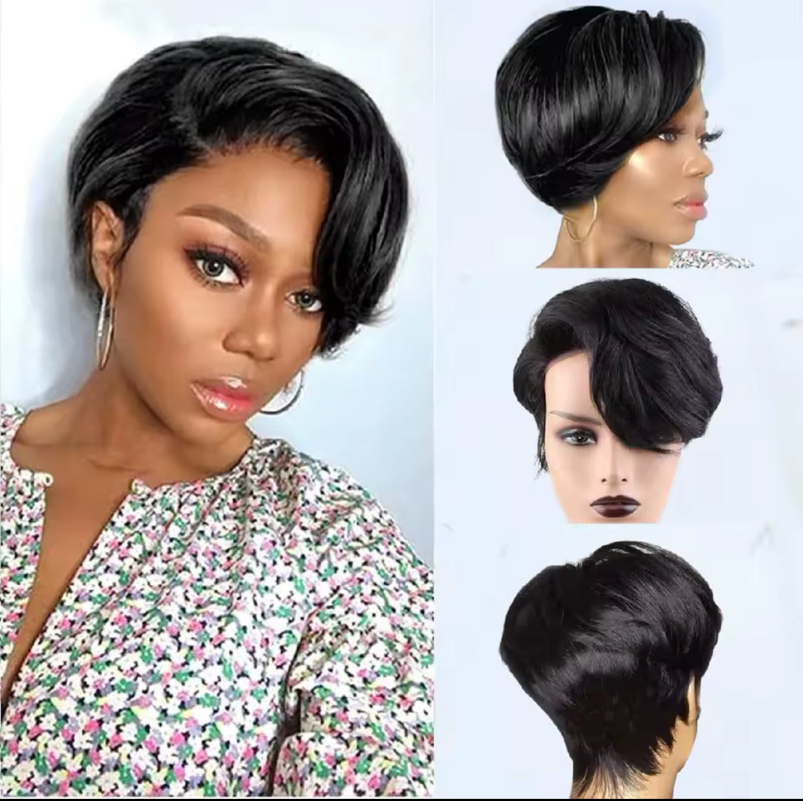 13x4 Short Pixie Cut Lace Front Wig black short Pixie Cut Transparent Frontal Wig Layered Straight