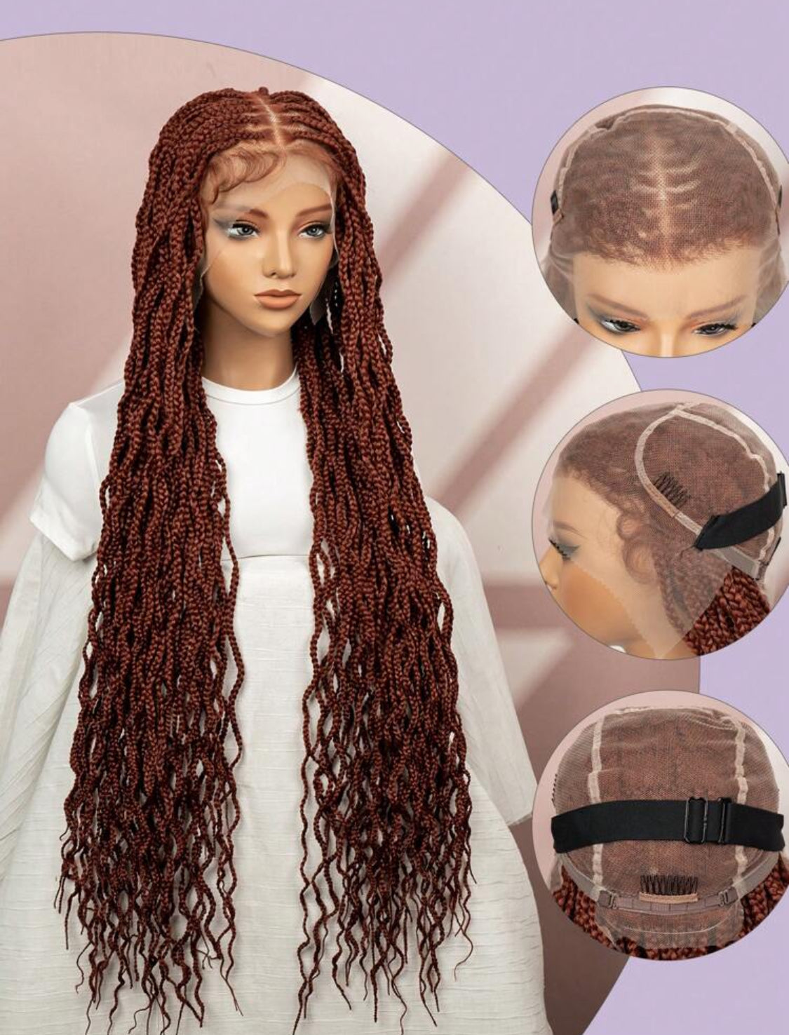 Crocheted Synthetic Handmade Lace Box Braids Short Three-Strand Twist Wig ,Bohemian Goddess River Box Braid