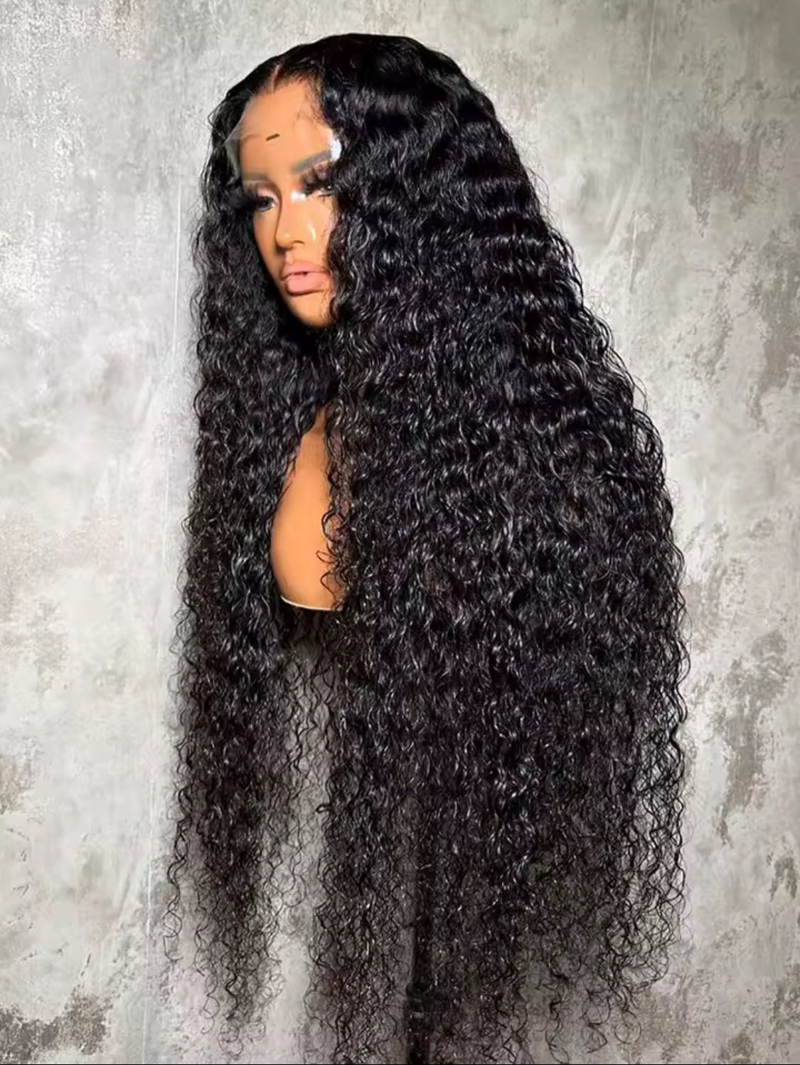 Kinkly Curly 13x4 Lace Front Wigs Human Hair Curly Wave 180% Density 13x4 Human Hair Lace Front Wig Deep Curly Wigs Human Hair Natural Black