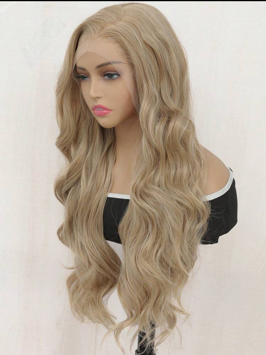 Luxury Blonde 24 Inches Synthetic Heat Resistant 13x6 Long Body Wavy Hair Pre-Plucked Hairline Synthetic HD Lace Front Wigs Natural Hairline High Quality Synthetic wig