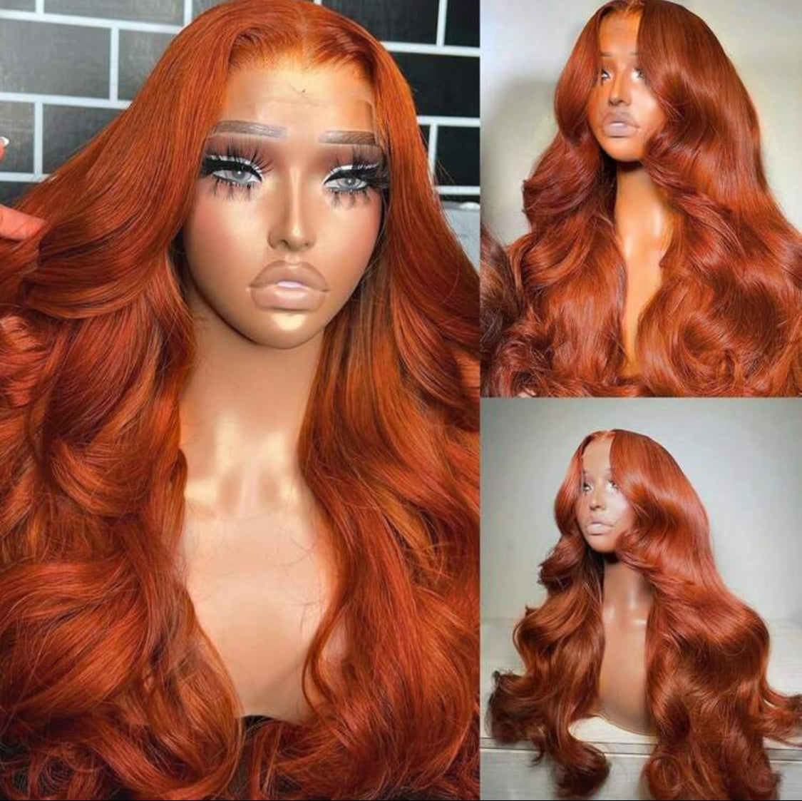 Ginger Blended Hair Pre Plucked Body Wave 13x4 HD Lace Frontal Wigs 200% Density Lace Front Wigs Blended Human Blended Hair With Fiber 24 Inch