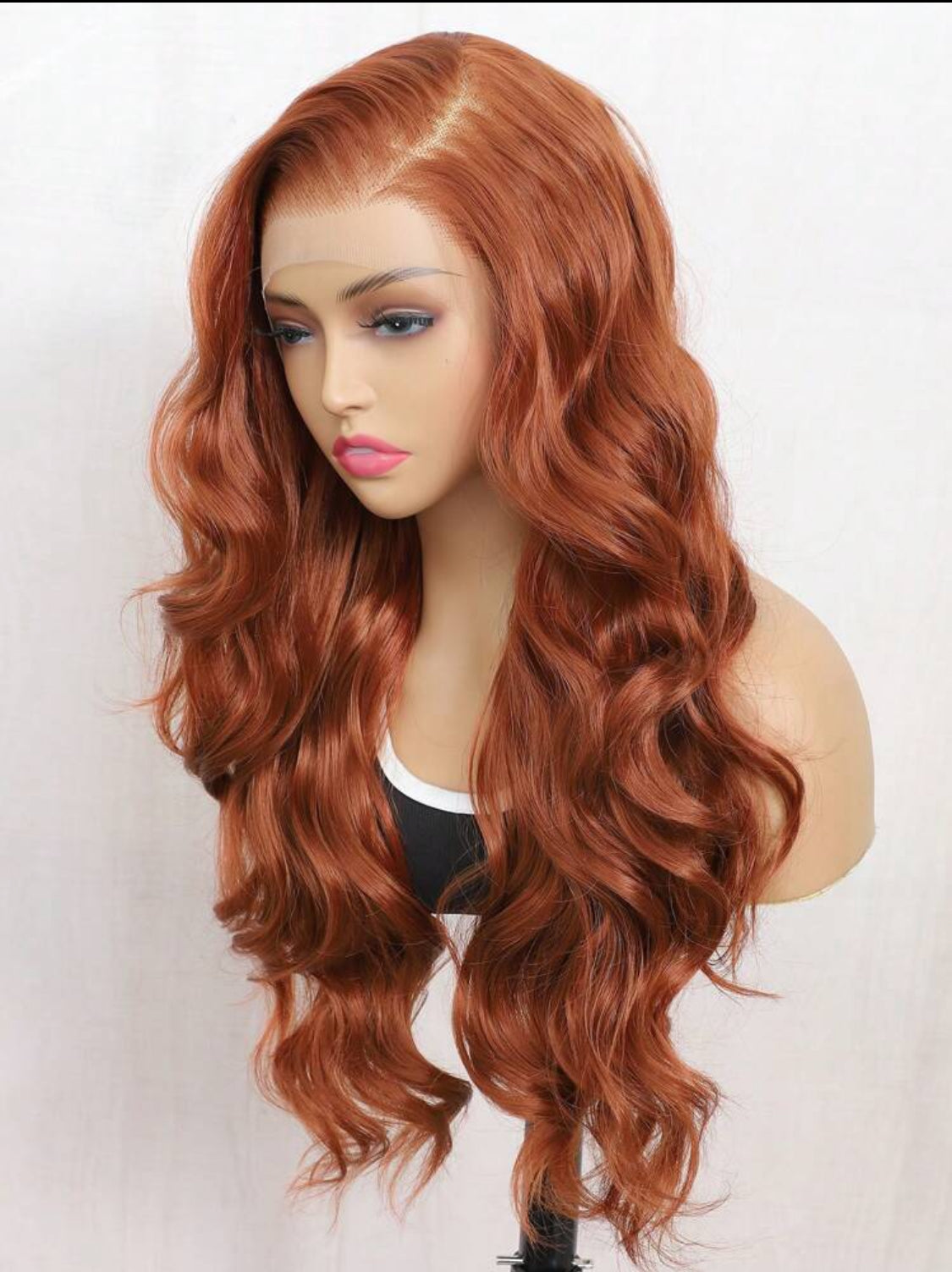 24 Inches Luxury orange Synthetic Heat Resistant 13x6 Long Body Wavy Hair Pre-Plucked Hairline Synthetic HD Lace Front Wigs Natural Hairline High Quality Synthetic wig