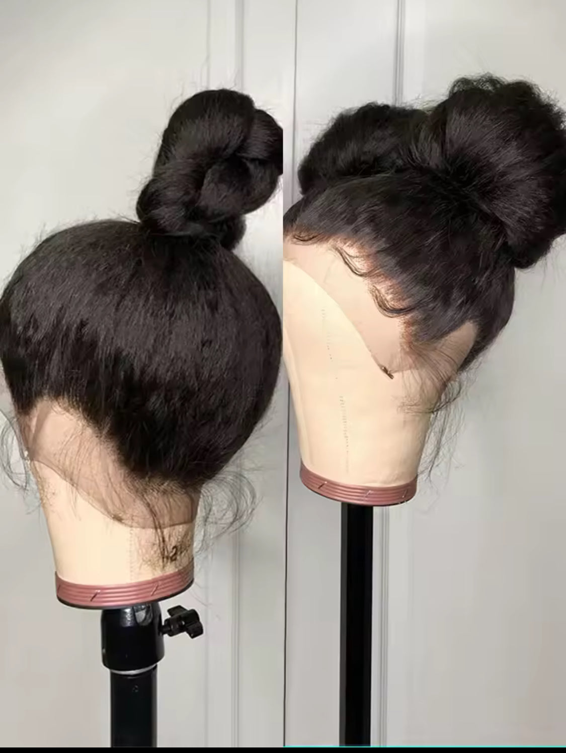 Kinky Straight Peruvian  Full Lace Wig Human Hair Preplucked Yaki Straight Wig Human Hair 13x6 Hd Lace Frontal Wig