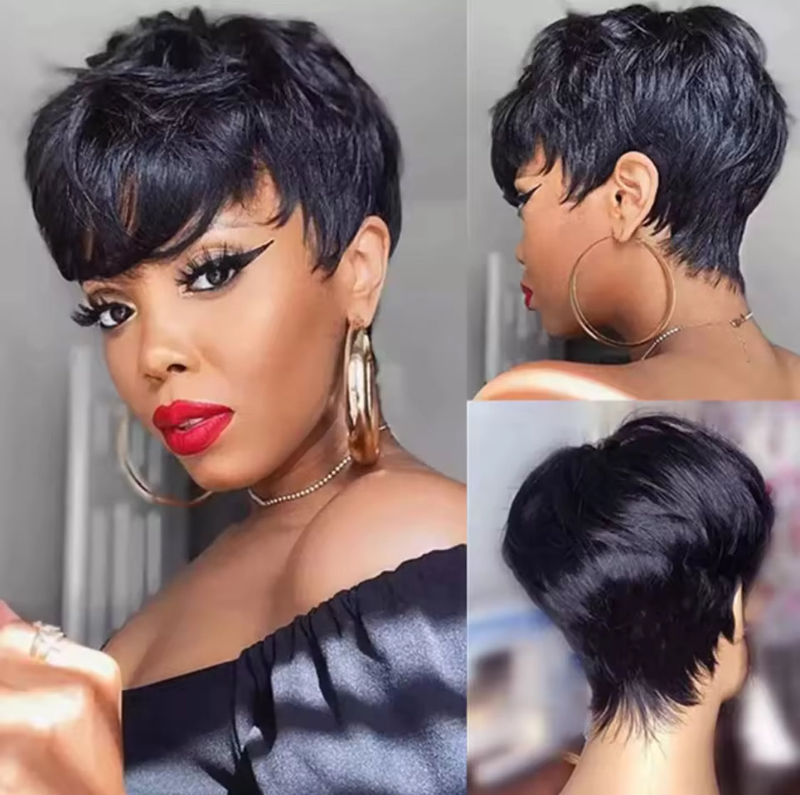 Short Pixie Cut Wig Human Hair Wigs With Bangs Short Wig 6 inches bob Human Hair Wigs