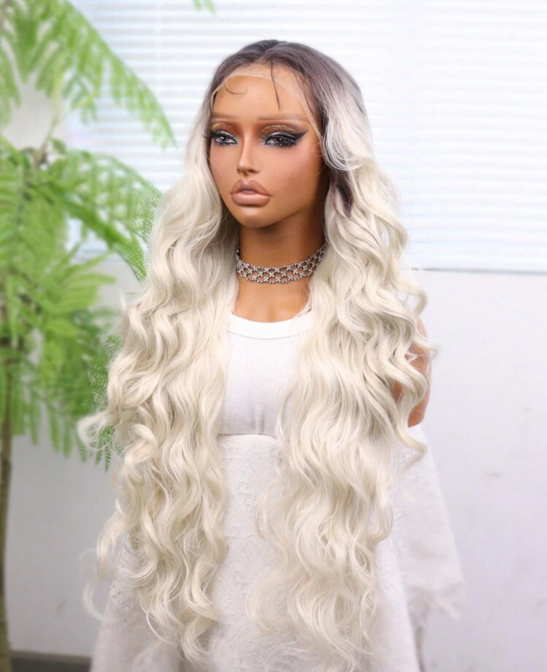 Blonde Synthetic Heat Resistant Front Lace Wig 13*4 Long Wave Hair 30 Inch Premium Quality