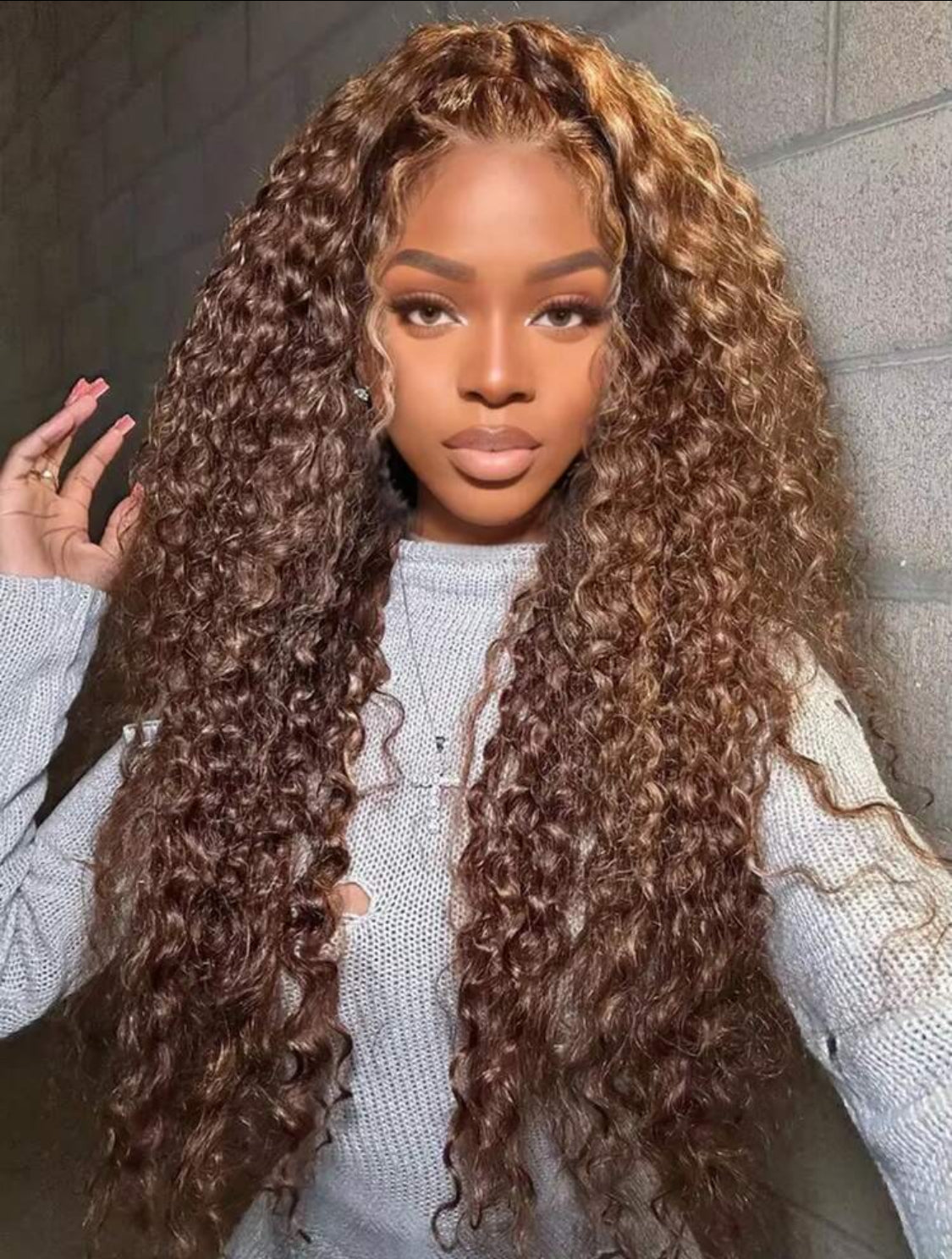 Deep Curly 7x5 Glueless Highlight  Human Hair  wig P4/27 Color Pre-Plucked HD Lace Closure Wig With Baby Hair Wear And Go Glueless Curly Wig  Real Brazilian Remy Hair 180% Density