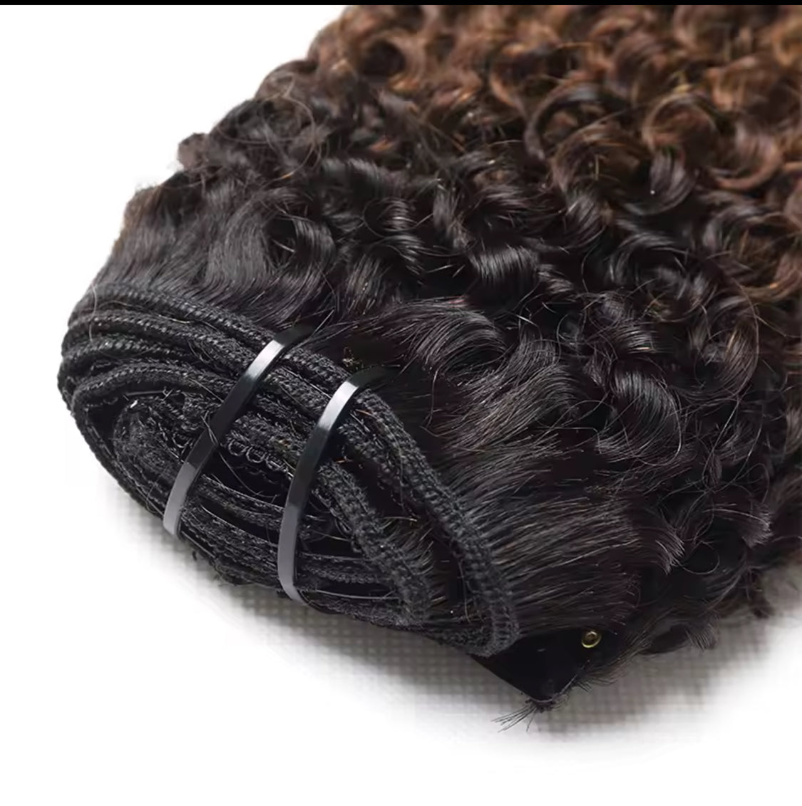 Afro kinky Curly Highlight Clip in Hair Extensions Human Hair Ombre 8pcs One Set Clip-In Hair Extensions Weft Hair Extension  Weaves