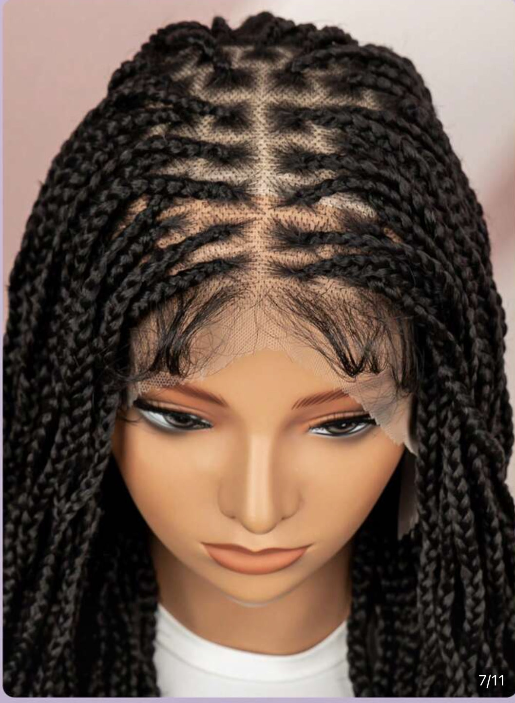 Premium Synthetic Handmade Lace Box Braids Short Three-Strand Twist Wig ,Bohemian Goddess River Box Braid Wig.