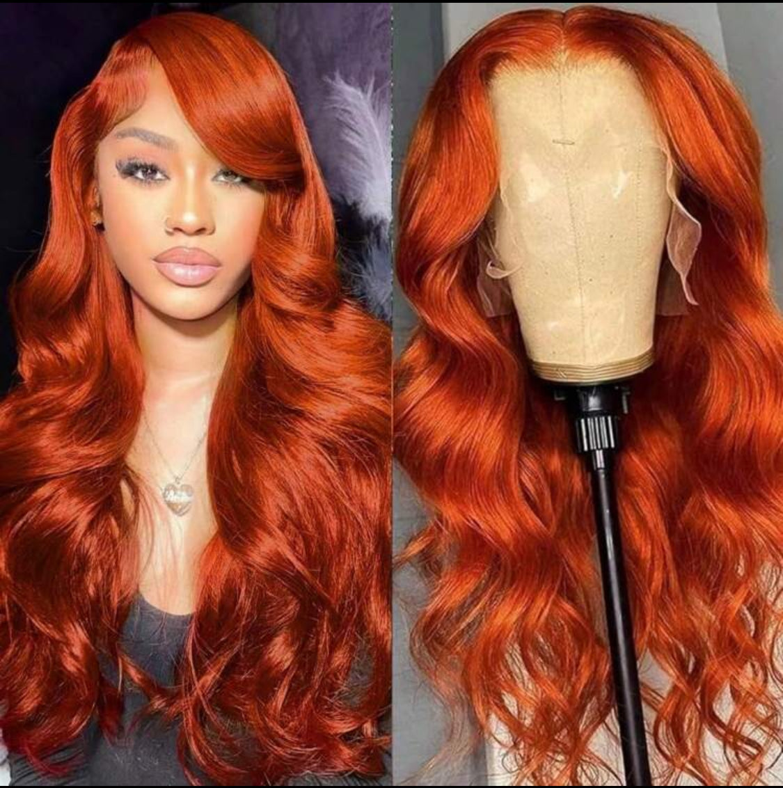 Ginger Blended Hair Pre Plucked Body Wave 13x4 HD Lace Frontal Wigs 200% Density Lace Front Wigs Blended Human Blended Hair With Fiber 24 Inch