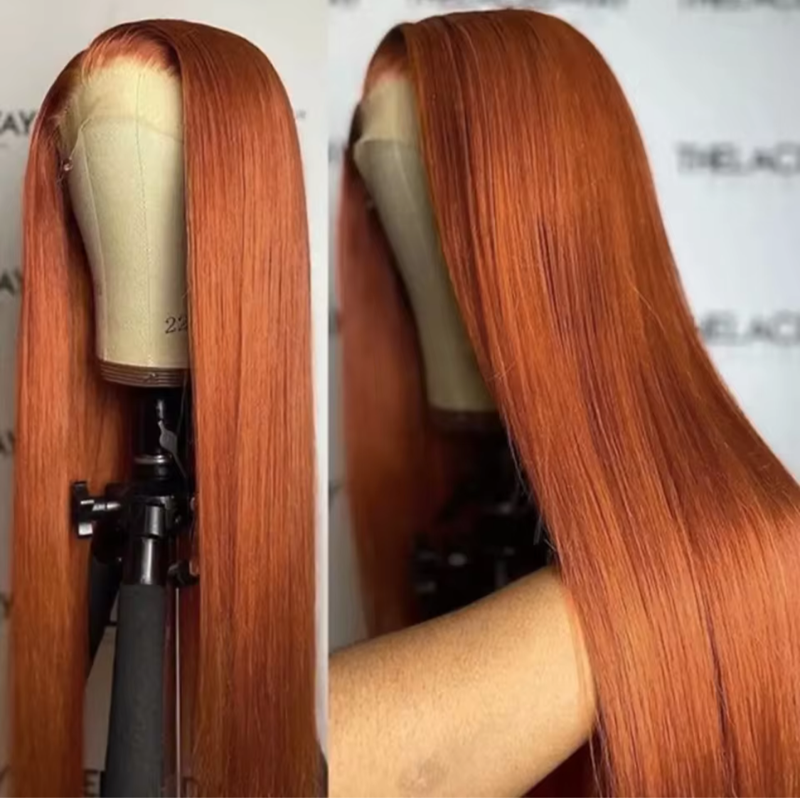 Ginger Orange Color Long Straight Hair 13x4 Lace Front Wigs Copper Red Hair Glueless Pre Plucked Synthetic Lace Front Wigs