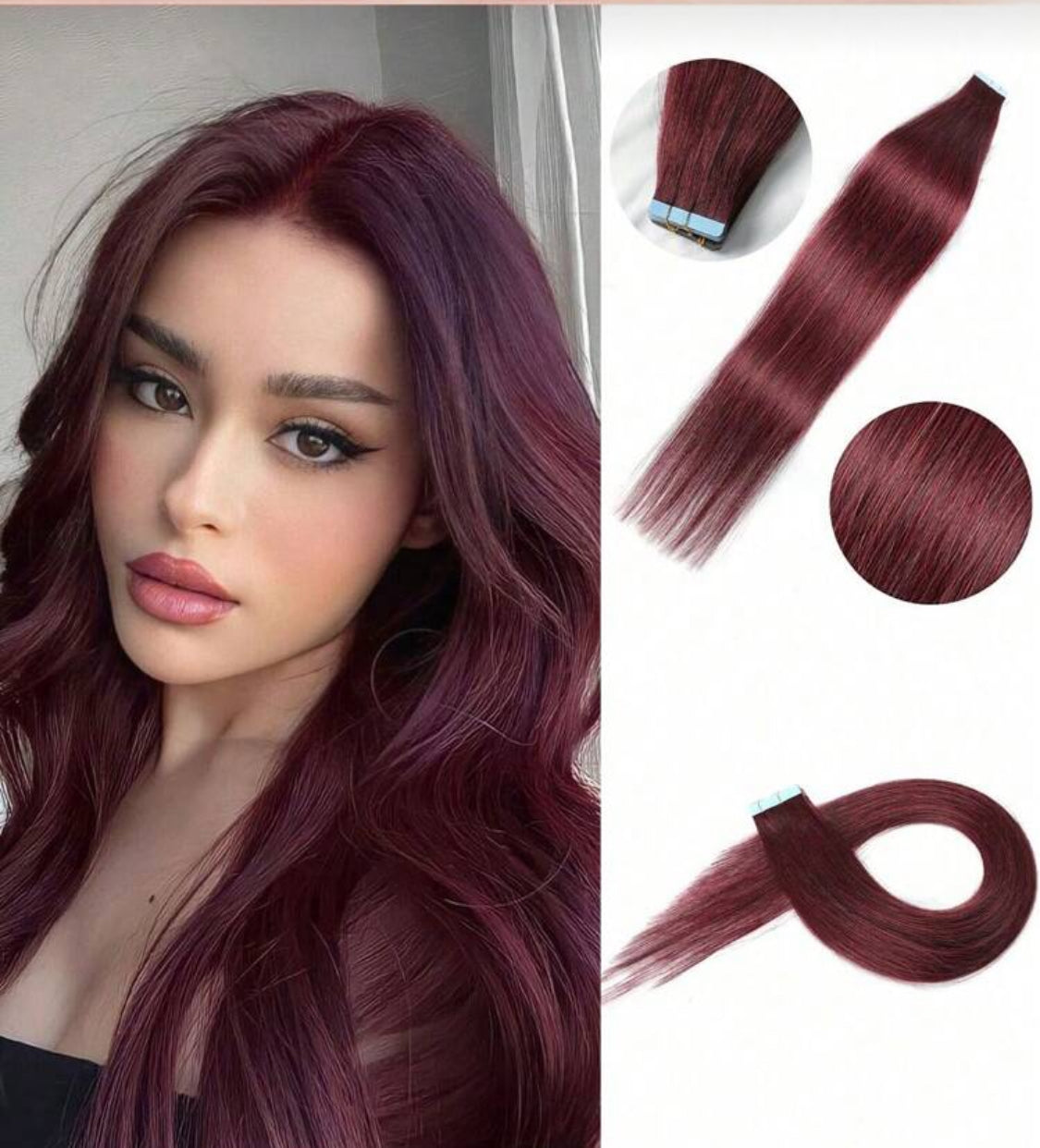 Tape in Remy Human Hair Extensions Real Remy Human Hair Black 20 Pcs/Pack In Natural Human Hair