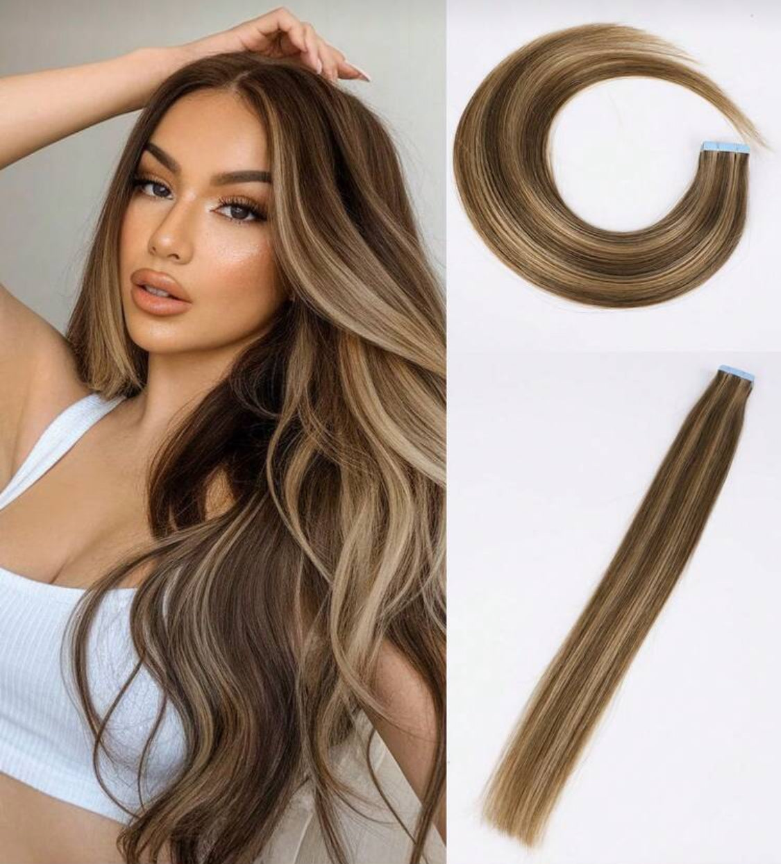 Unsichtbares Tape in Remy Echthaar Extensions Echthaar Schwarz 20 Stück/Packung aus natürlichem Echthaar