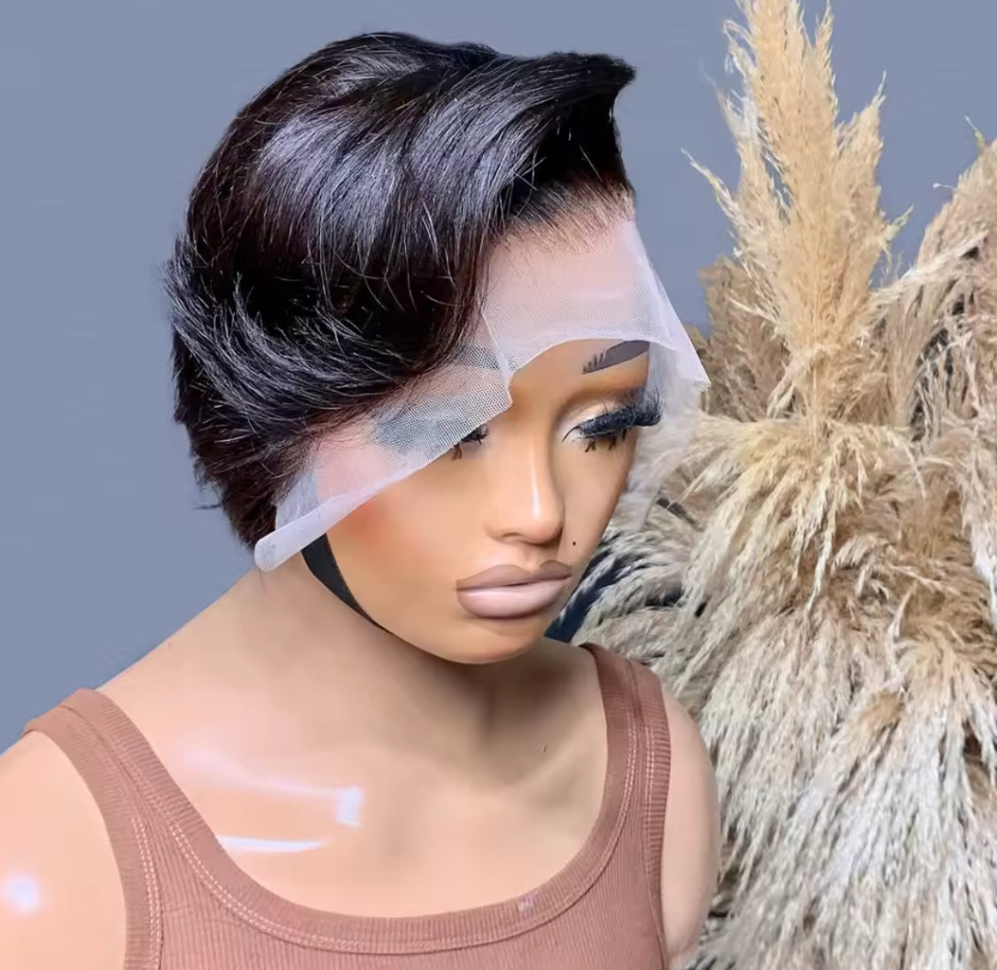 13x4 Short Pixie Cut Lace Front Wig black short Pixie Cut Transparent Frontal Wig Layered Straight