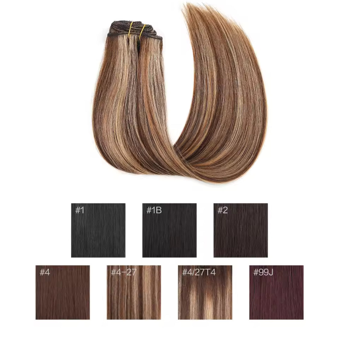 Premium 120gr  Human Hair Clip In Extensions,Double Weft Clip In Remy Hair Extensions  7pcs Silky Straight 100% Human Hair Clip In Extension