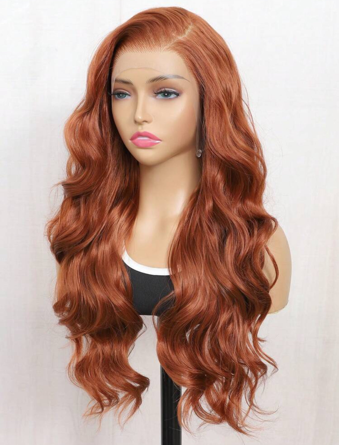 24 Inches Luxury orange Synthetic Heat Resistant 13x6 Long Body Wavy Hair Pre-Plucked Hairline Synthetic HD Lace Front Wigs Natural Hairline High Quality Synthetic wig