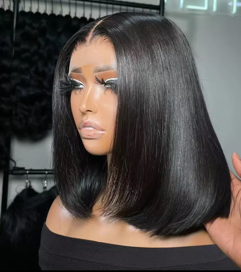 Bob Wig Brazilian Hair Lace Front Human Hair Wigs Short Bob Wig Pre Plucked Natural Color