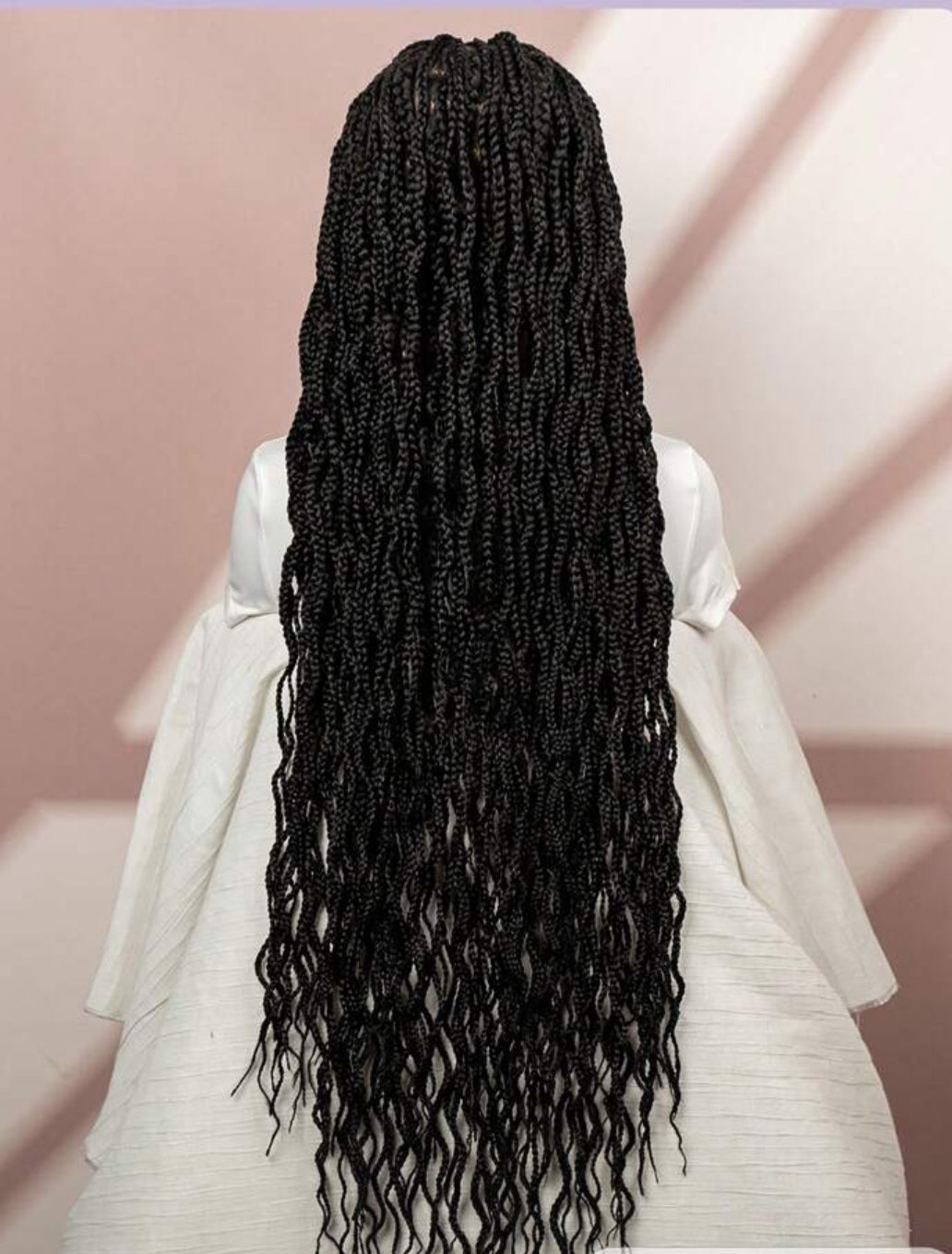 Premium Synthetic Handmade Lace Box Braids Short Three-Strand Twist Wig ,Bohemian Goddess River Box Braid Wig.
