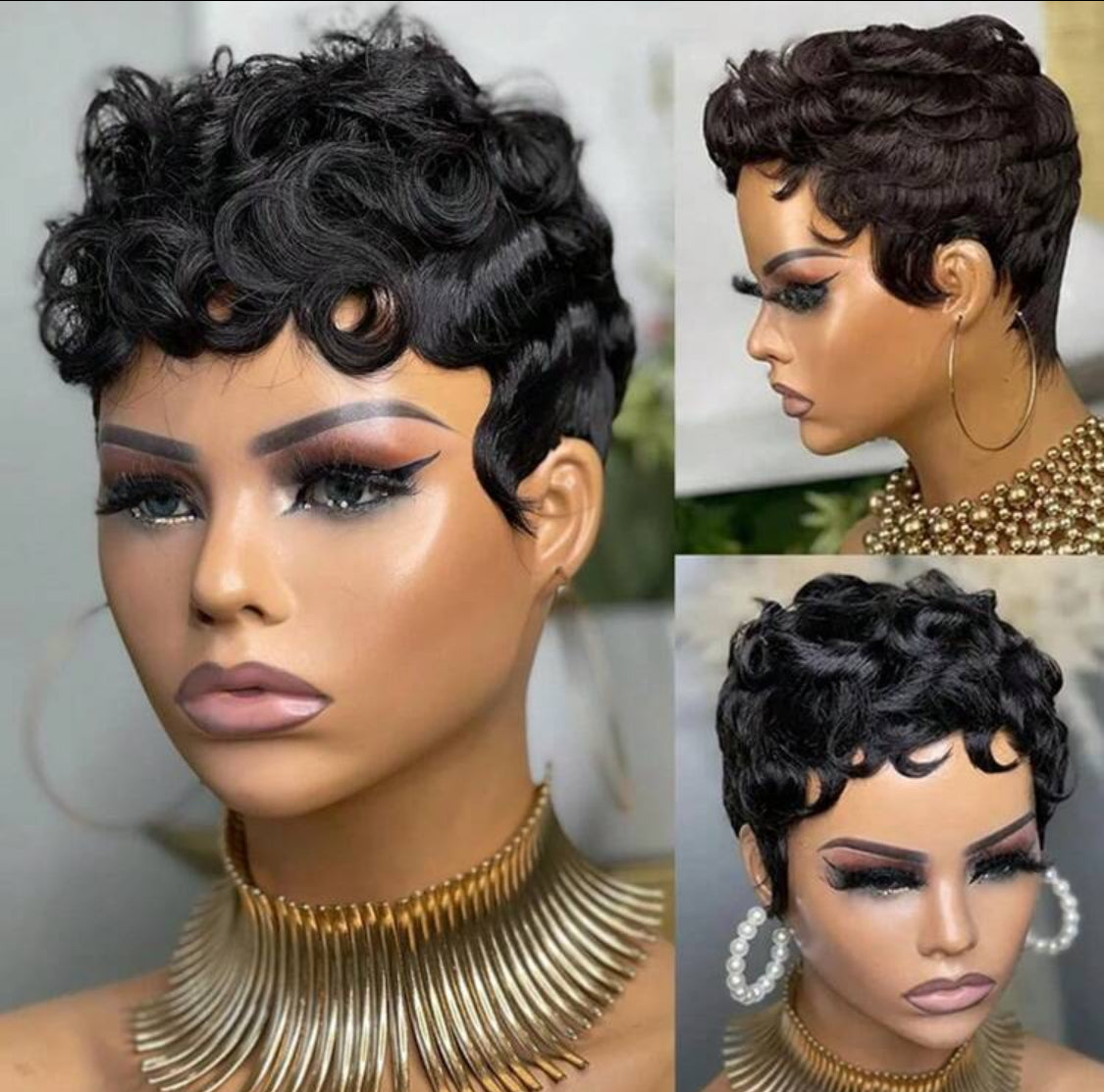 Pixie Cut Echthaarperücke, kurzer Trend, Wellenperücke, 6 Zoll, Pixie Cut
