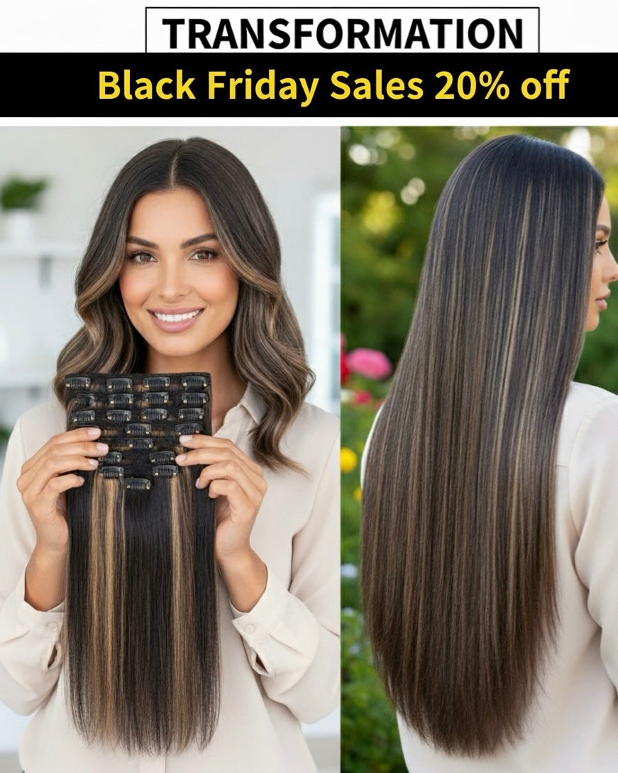 Highlight Clip In Real Human Hair 160g, 10 Pcs/Set Extensions Silky Straight Black Mixed With Brown Clip Ins Hair Extensions