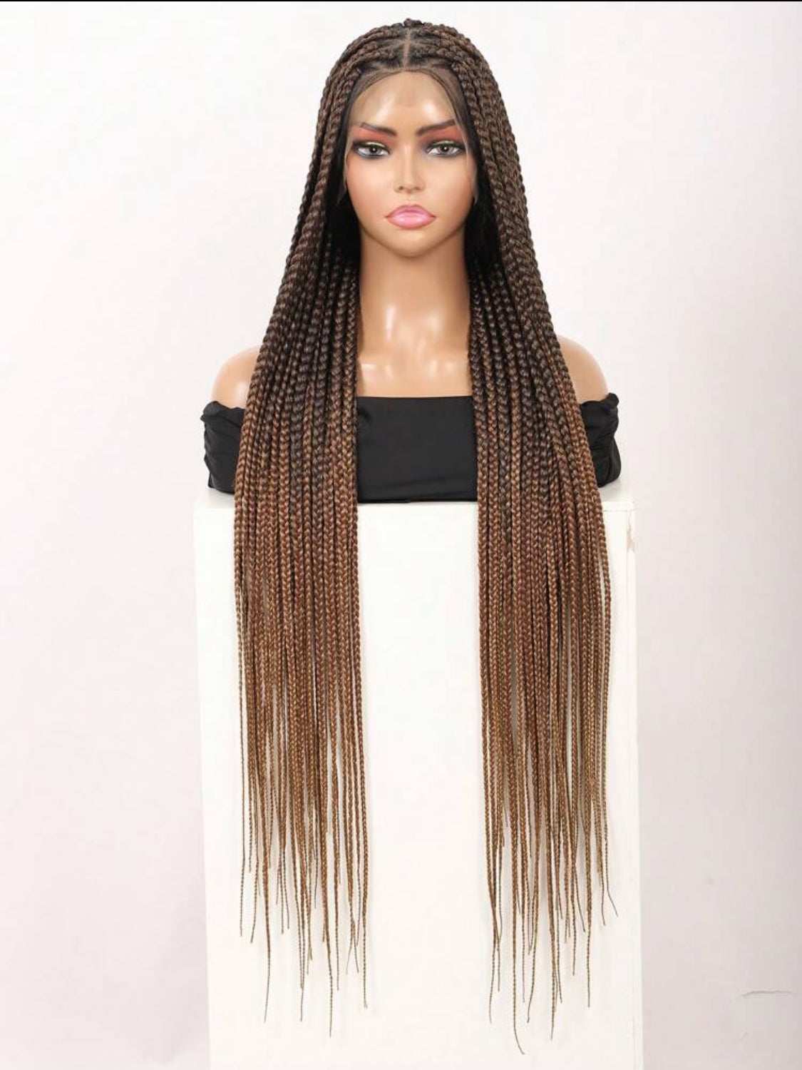 Lace Triangle Knotless Box Braided Wig Full Lace Front Wig With Baby Hair Synthetic Natural Looking Cornrow Braids Wig