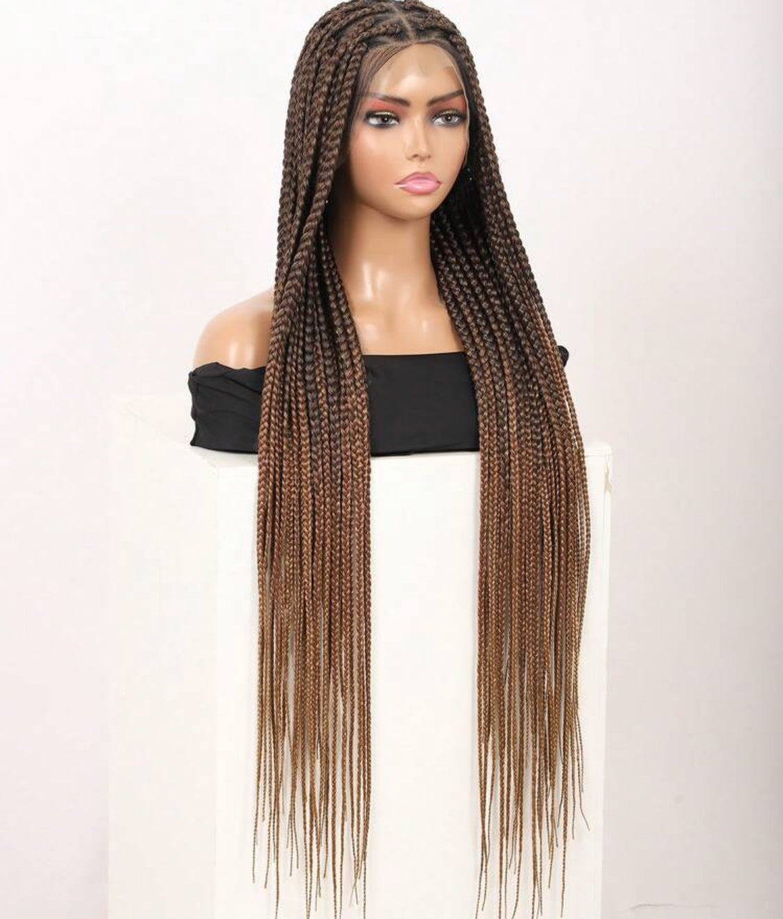 Lace Triangle Knotless Box Braided Wig Full Lace Front Wig With Baby Hair Synthetic Natural Looking Cornrow Braids Wig