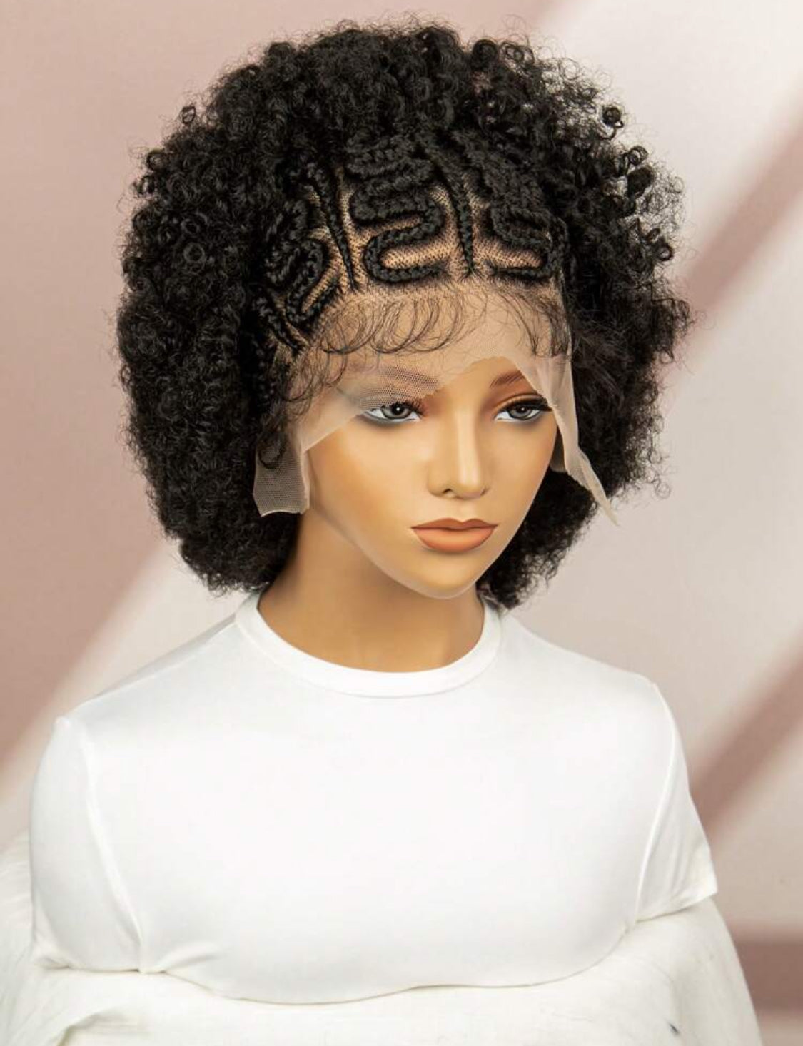 Short Curly Full  Lace Front African Twist Curl Wigs  Braid Wigs