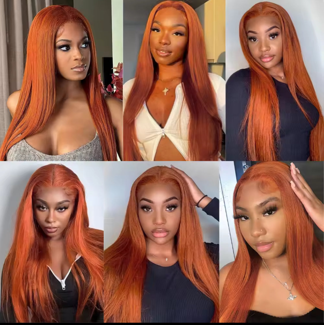 Ginger Orange Color Long Straight Hair 13x4 Lace Front Wigs Copper Red Hair Glueless Pre Plucked Synthetic Lace Front Wigs