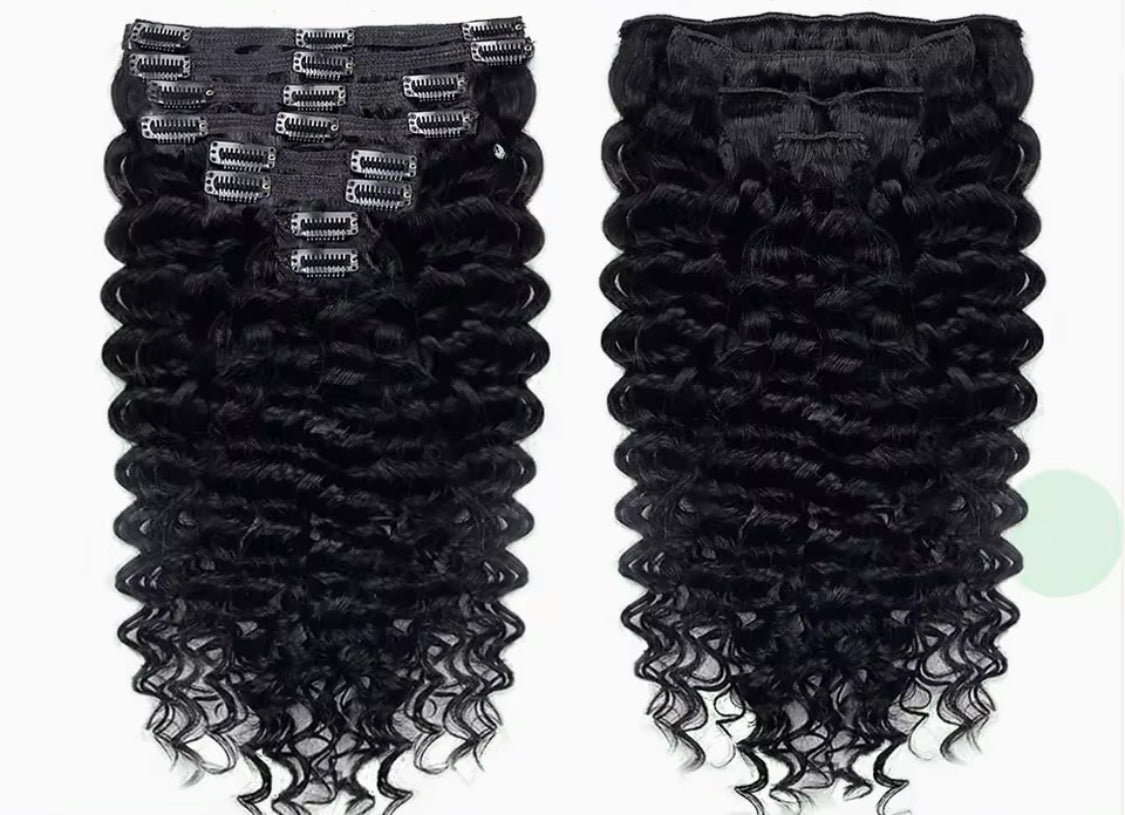 Premium quality Water Wave Clip In Human Hair Extensions 8PC/Set 120 Remy Virgin Curly Wavy Clip On Hair For Women Natural Hair Clips
