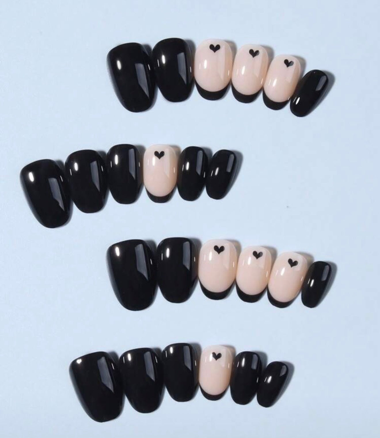24Pcs Short Oval Heart Nails Design French Tip Press On Nails Set ,Perfect Fit luxurious Nails