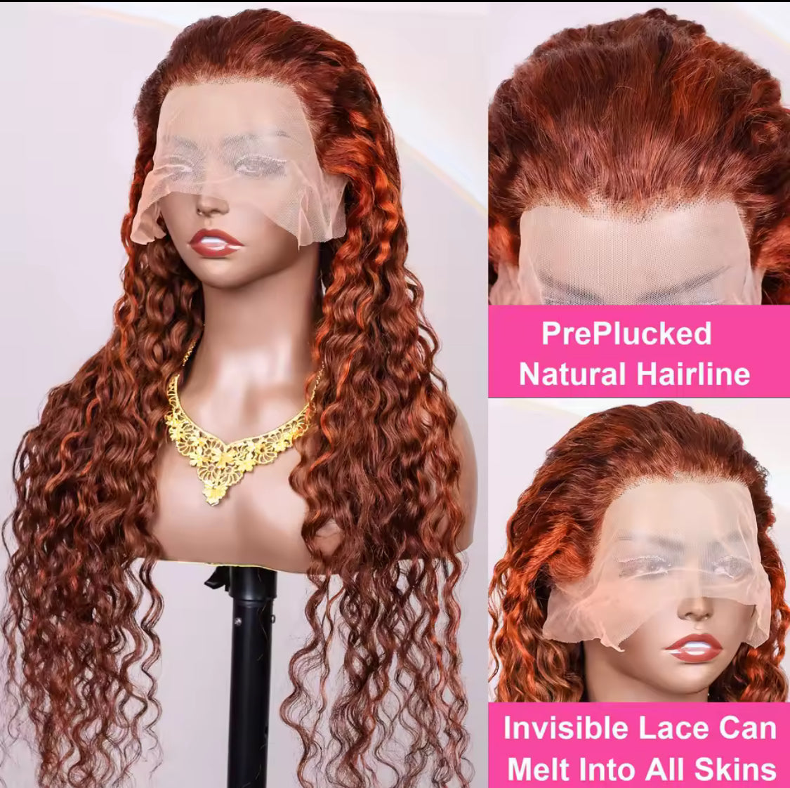 Ombre Water Wave 13x6 HD Lace Frontal Wigs Brazilian Orange Ginger Human Hair Wig Curly Wigs PrePlucked
