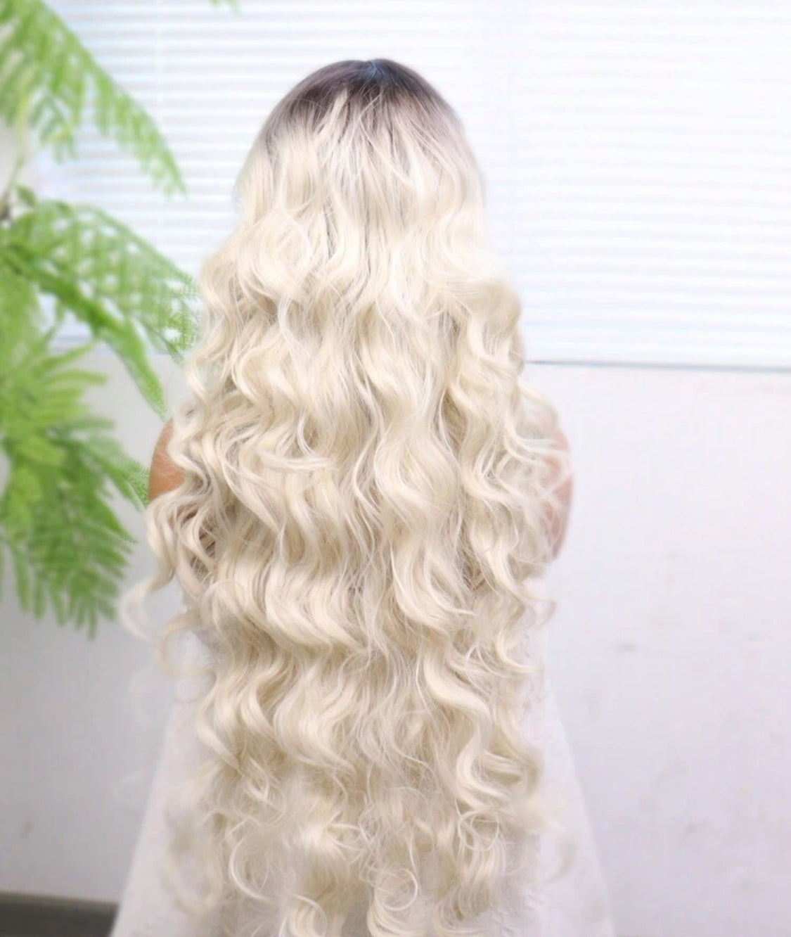 Blonde Synthetic Heat Resistant Front Lace Wig 13*4 Long Wave Hair 30 Inch Premium Quality