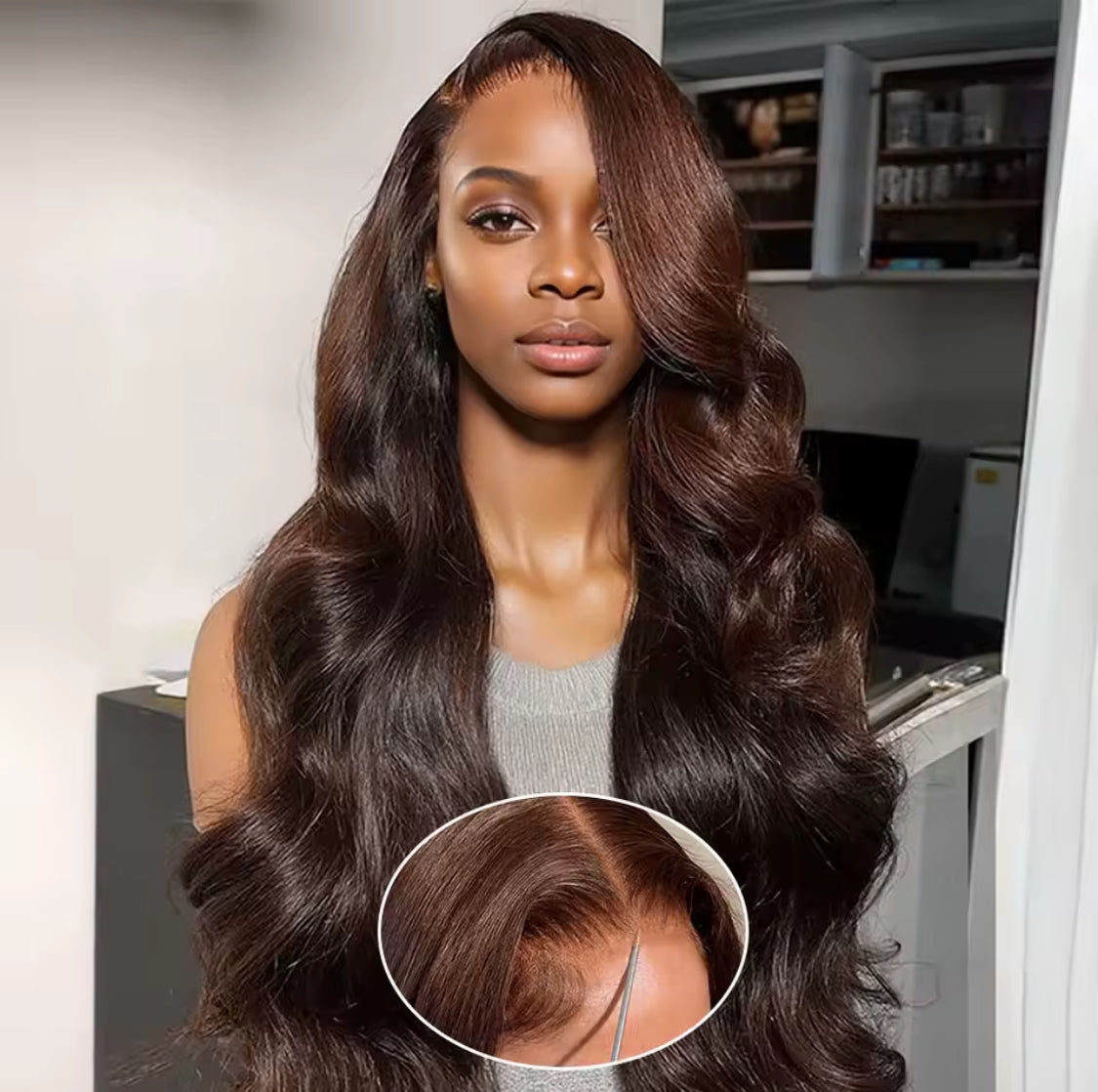 Chocolate Brown Body Wav HD Frontal Human Hair Wig Brazilian Colored 13x4 Glueless Human Hair Wigs