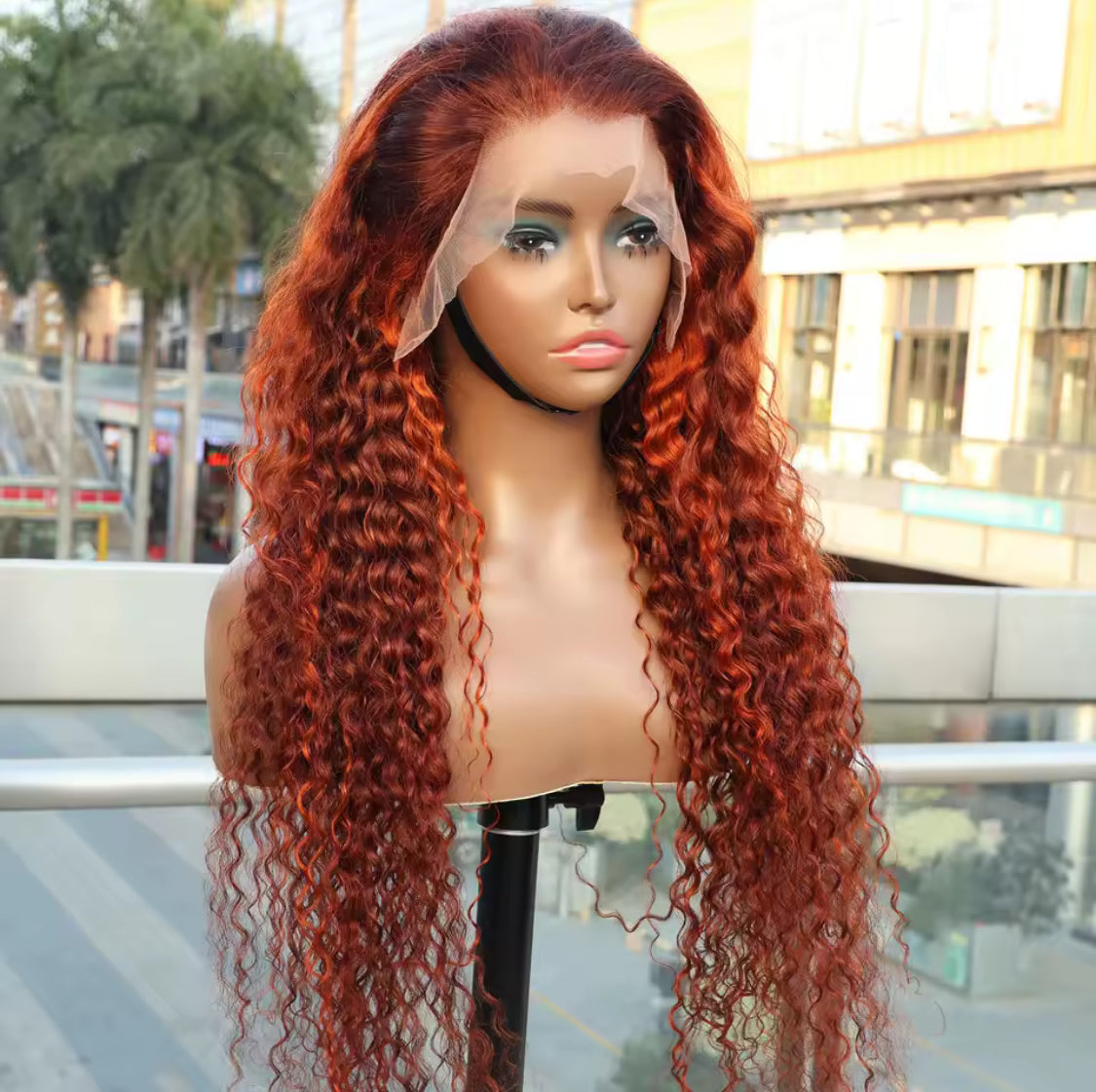 Ombre Water Wave 13x6 HD Lace Frontal Wigs Brazilian Orange Ginger Human Hair Wig Curly Wigs PrePlucked