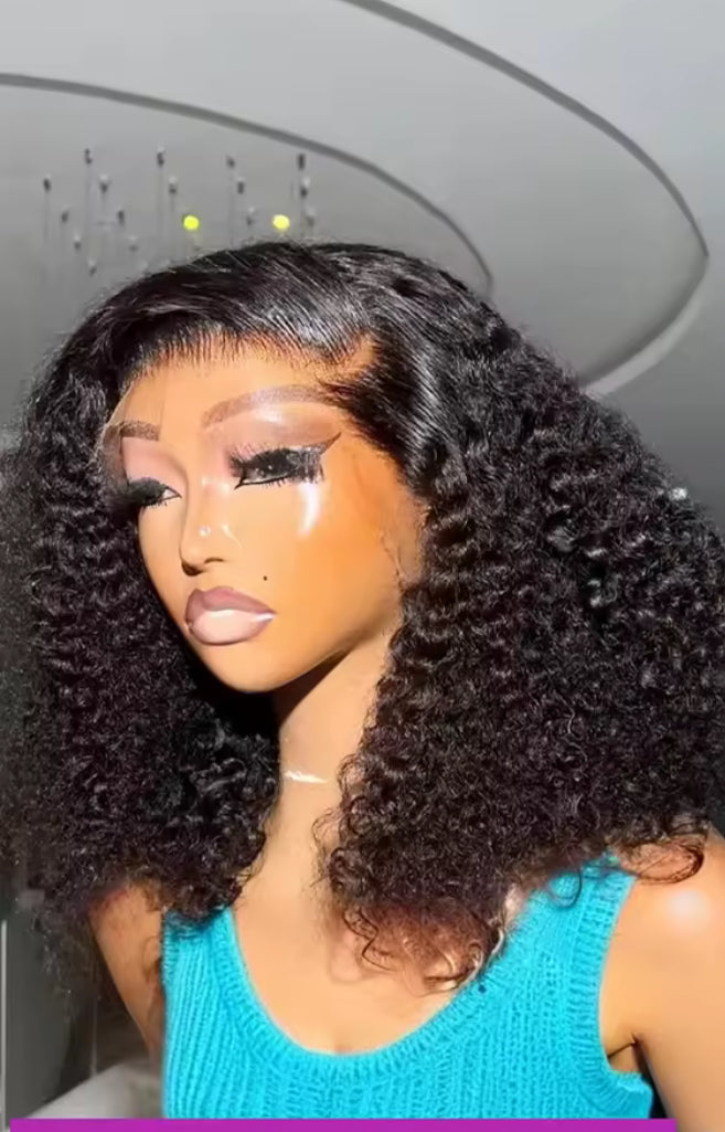 Bob Curly 4x4 lace Human Hair Wig Brazilian 4x4 Deep Water Wave Lace Frontal Wigs Pre Plucked