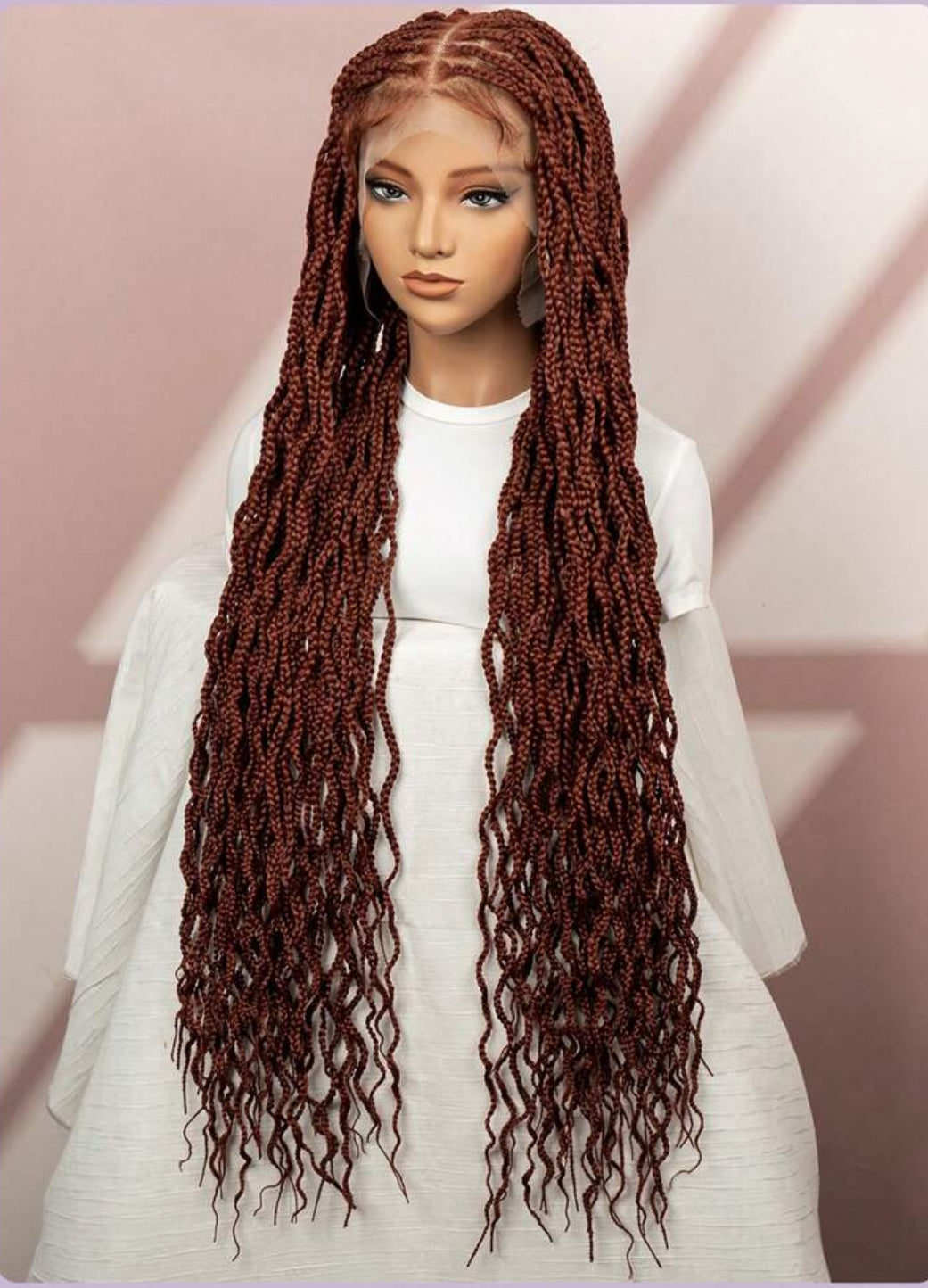 Crocheted Synthetic Handmade Lace Box Braids Short Three-Strand Twist Wig ,Bohemian Goddess River Box Braid