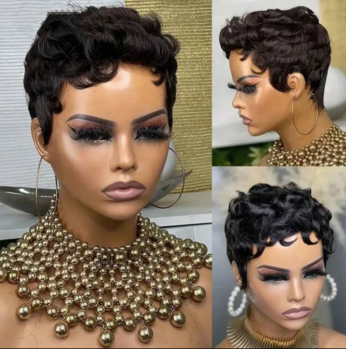 Pixie Cut Human hair wig short trend Wave Wig 6inches pixie cut