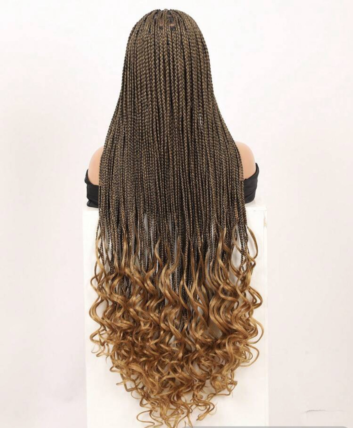 37 Inches Lace Front Knotless Synthetic Wigs Box Braided Wigs With Baby Hair Long Braids Wig With Curls Ends