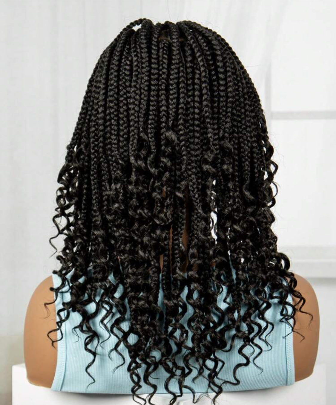 Short Knotless  Synthetic Box Braided Wigs  Braided Lace Wigs With Curly Ends Bob Braids Wigs Full Lace Wig 16 Inches.