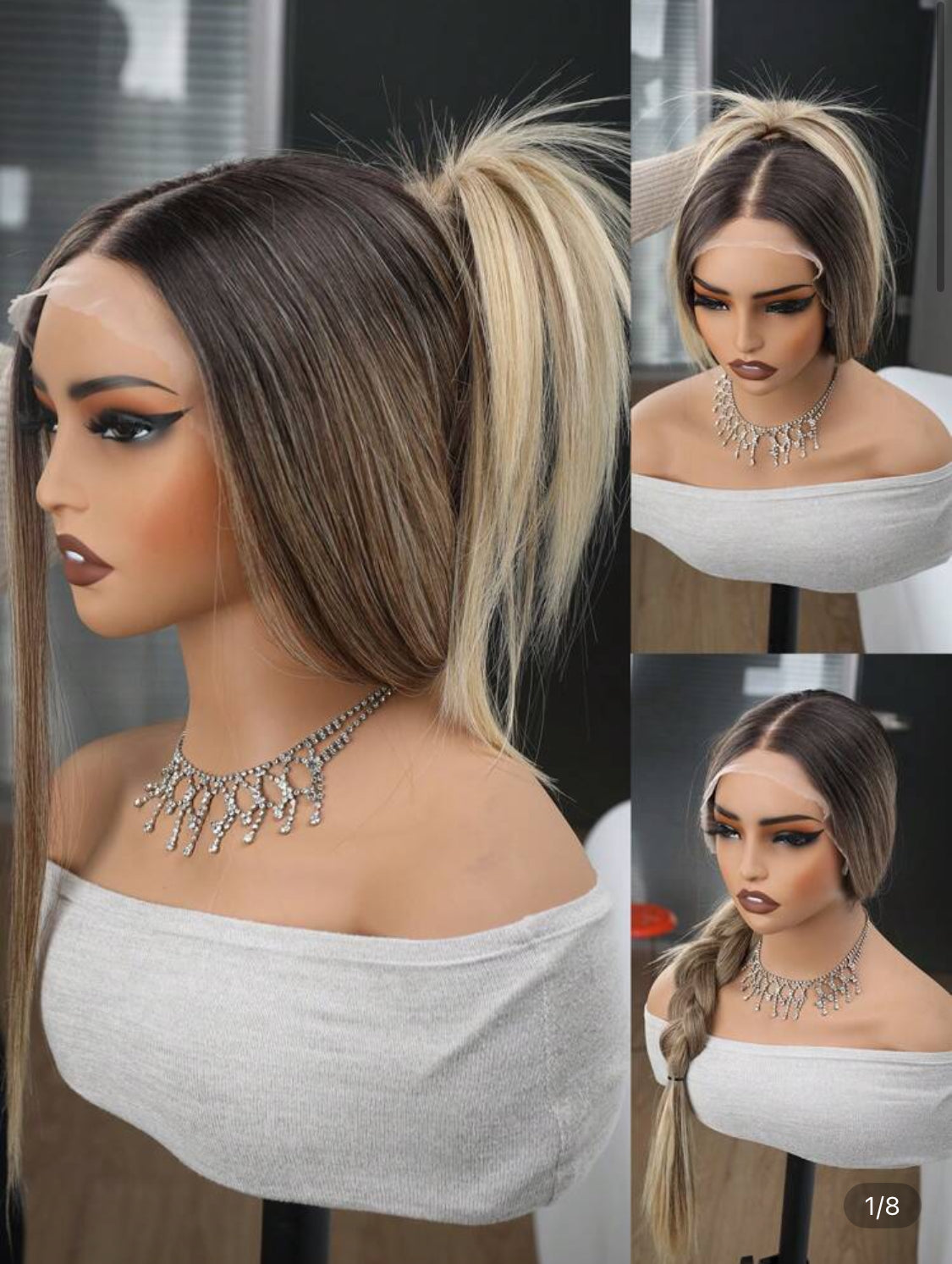 Premium  Synthetic T-Part Lace Wig Pre-Plucked Long Straight Wig For Ombre Brown Straight Hair Wigs 30inch Ready To Wear Wigs