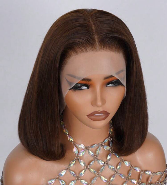 Bob Wig  Human Hair 13x4 Transparent Lace Front 180% Density Straight Pre Plucked Natural Hairline