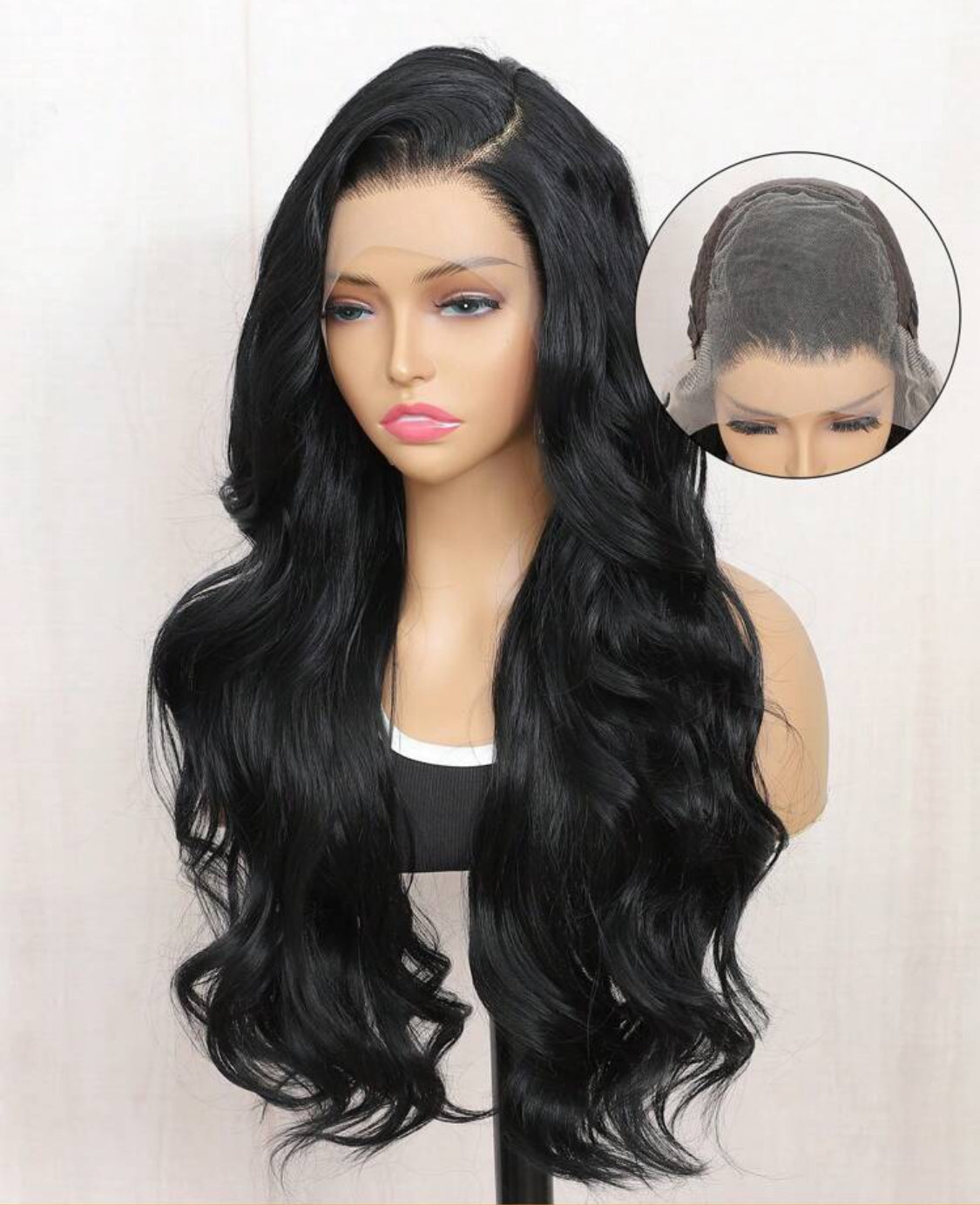 24 Inches  Luxury Synthetic Heat Resistant 13x6 Long Body Wavy Hair Pre-Plucked Hairline Synthetic HD Lace Front Wigs Natural Hairline High Quality Synthetic wig