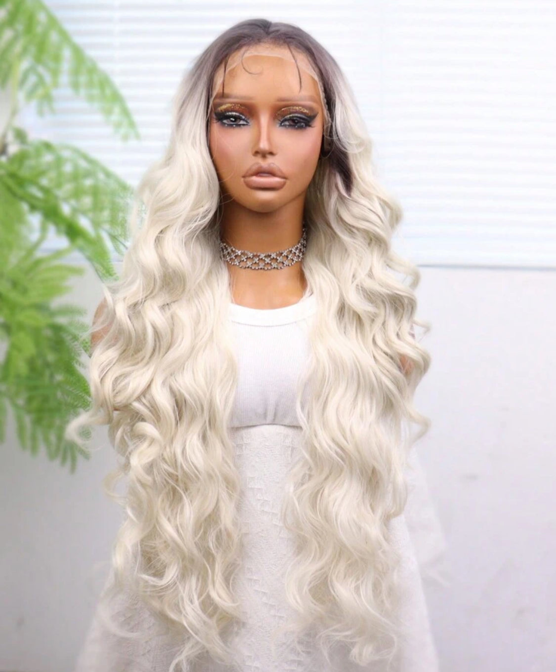 Blonde Synthetic Heat Resistant Front Lace Wig 13*4 Long Wave Hair 30 Inch Premium Quality