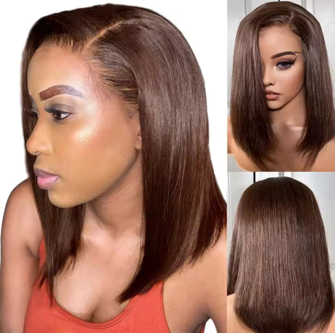 Bob Wig Brazilian Hair Lace Front Human Hair Wigs Short Bob Wig Pre Plucked Natural Color