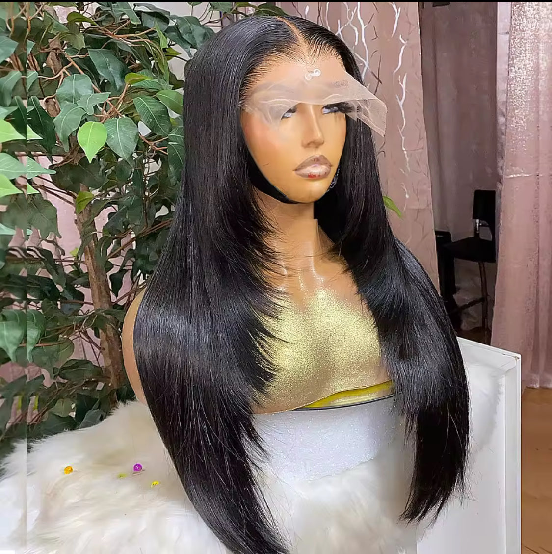 Transparent Lace Frontal Wigs 13×6HD Layered  Remy Human hair straight Wigs  100% Human Hair Pre Plucked Wig