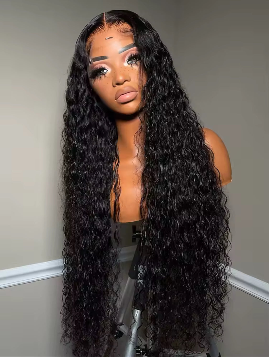 Kinkly Curly 13x4 Lace Front Wigs Human Hair Curly Wave 180% Density 13x4 Human Hair Lace Front Wig Deep Curly Wigs Human Hair Natural Black