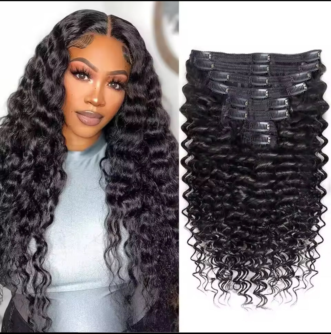 Premium quality Water Wave Clip In Human Hair Extensions 8PC/Set 120 Remy Virgin Curly Wavy Clip On Hair For Women Natural Hair Clips