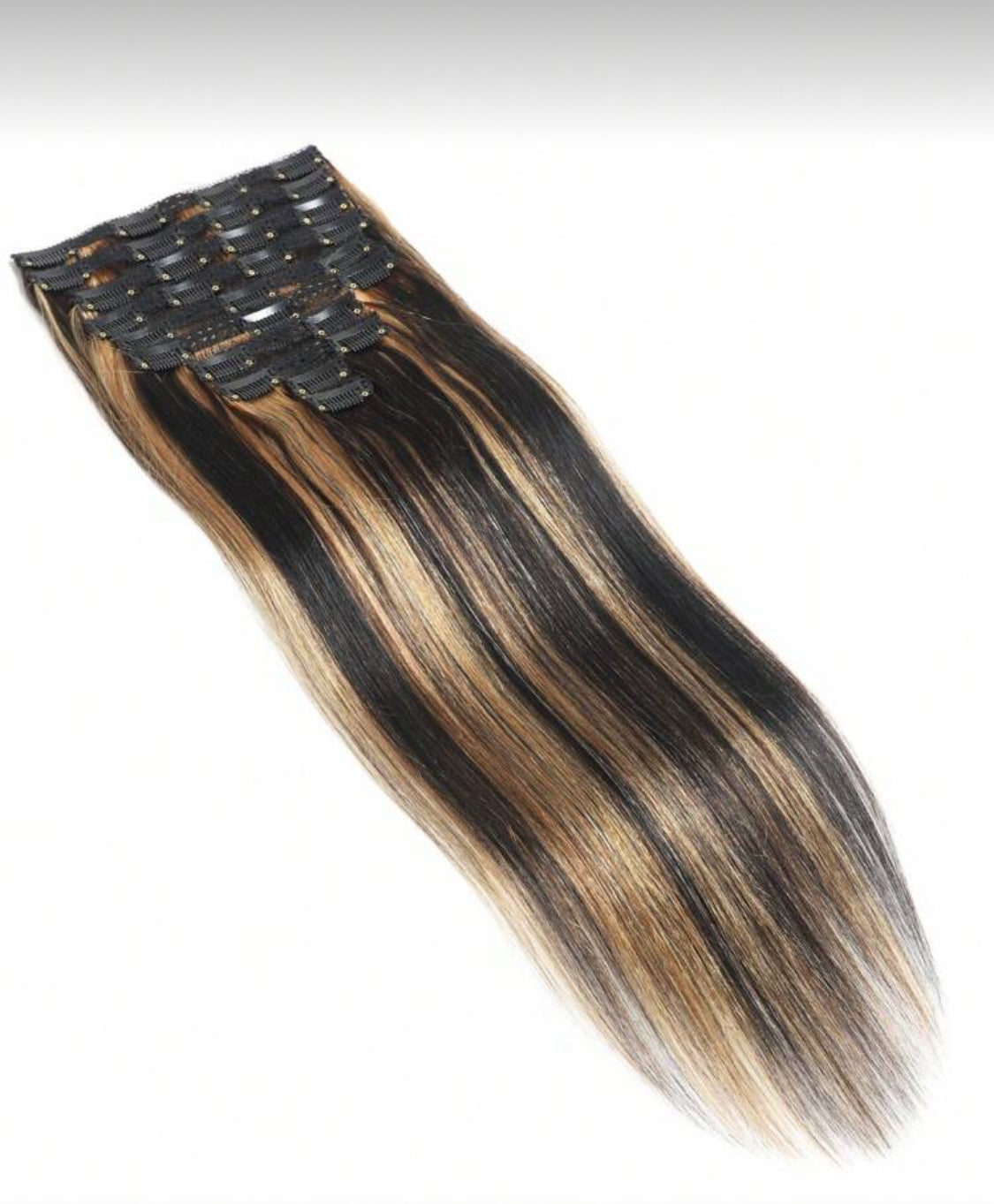Highlight Clip In Real Human Hair 160g,  10 Pcs/Set Extensions Silky Straight Black Mixed With Brown Clip Ins Hair Extensions